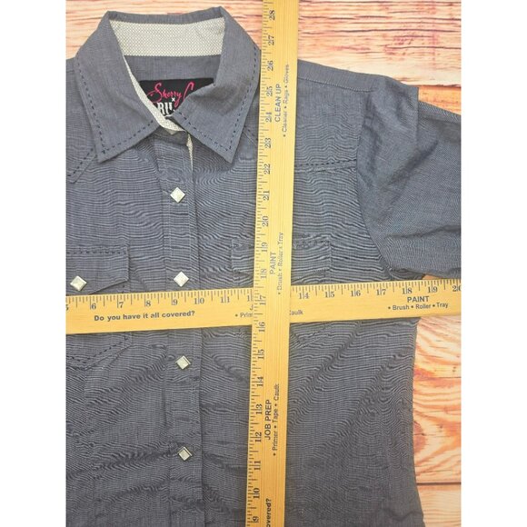Sherry Cervi X RU Apparel Womens Shirt Medium Chambray Western Snap - Picture 8 of 8